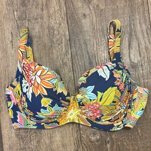 Bleu by Rod Beattie Blue Floral Print Underwire Bikini Top 34D